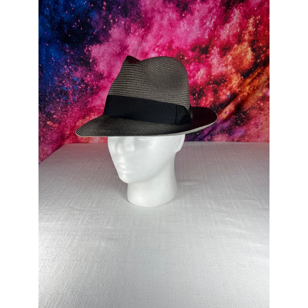 Goorin Bros 100% Hemp Straw Fedora Hat Gray Black Band Made in USA Medium